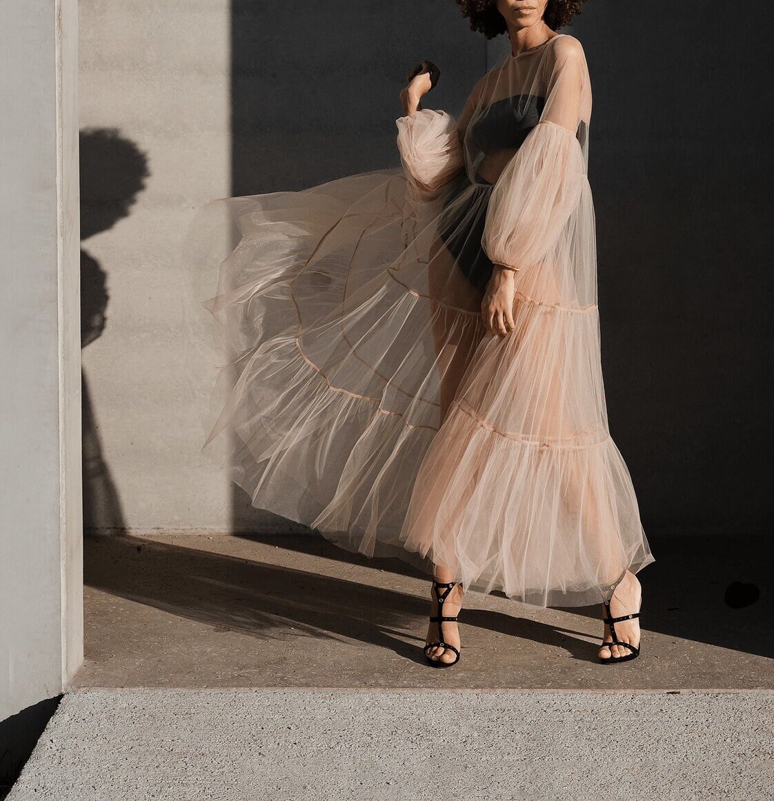 Tulle Sheer Maxi Dress -  Canada