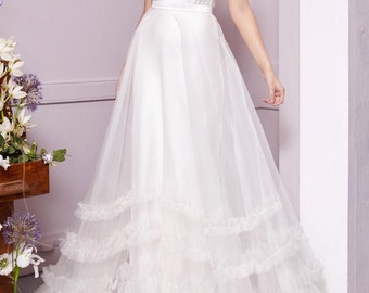 Bridal Floor Length Skirt/ Detachable Skirt Organza/ Overskirt Removable Bridal Skirt/Wedding Bridal Skirt/Bridal Separates/Minimal Wedding