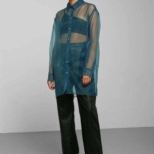 Flocked Organza Short Sleeve Shirt main image 0