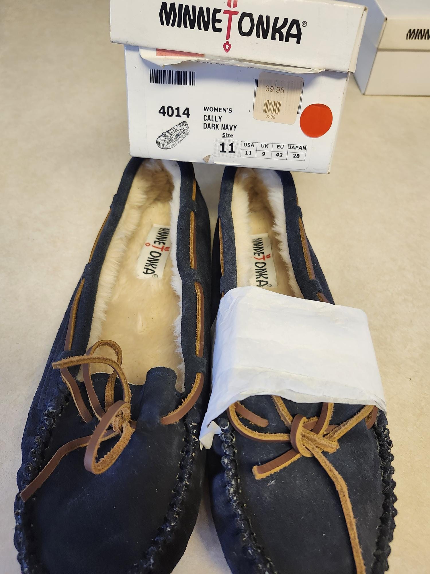 Vintage Minnetonka Women's Moccasins Cally Dark Navy 4014 Size 11