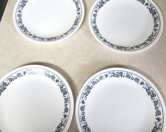 Vintage Corelle Old Town Blue Onion Salad Plates 8.5" Set Of 4