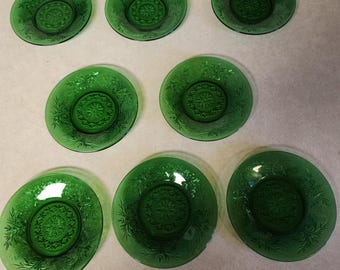 Vintage Anchor Hocking Forest Green Tiara Sandwich 4.5 Cup Liners Set of 8