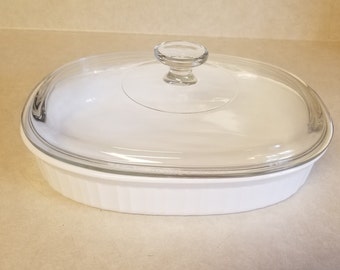 Vintage French Silk Corning ware  F-6-B 1.8 Liters with DC1.5CA Lid  Oval Casserole Dish