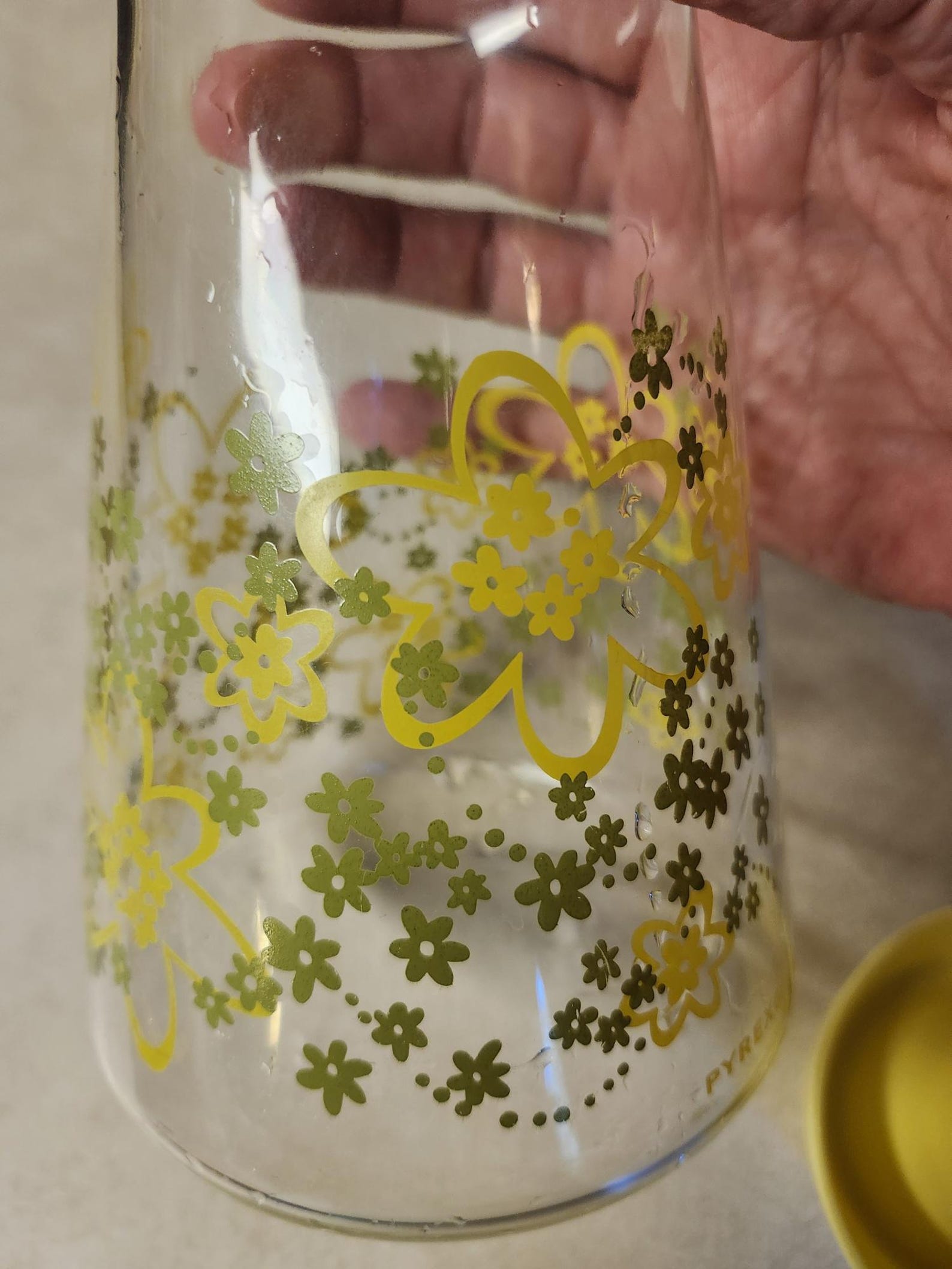 Vintage 1969 Pyrex Glass Carafe Pitcher Spring Blossom Crazy Daisy ...