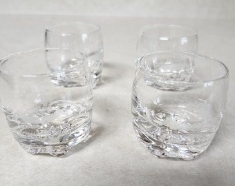 Vintage Crown Royal Etched Rocks Glasses Set of 4 Made in Italy Heavy Base