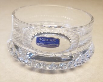 Vintage Heavy Gorham Crystal Lyric Pattern Vertical Cut 4.5 inch Bowl