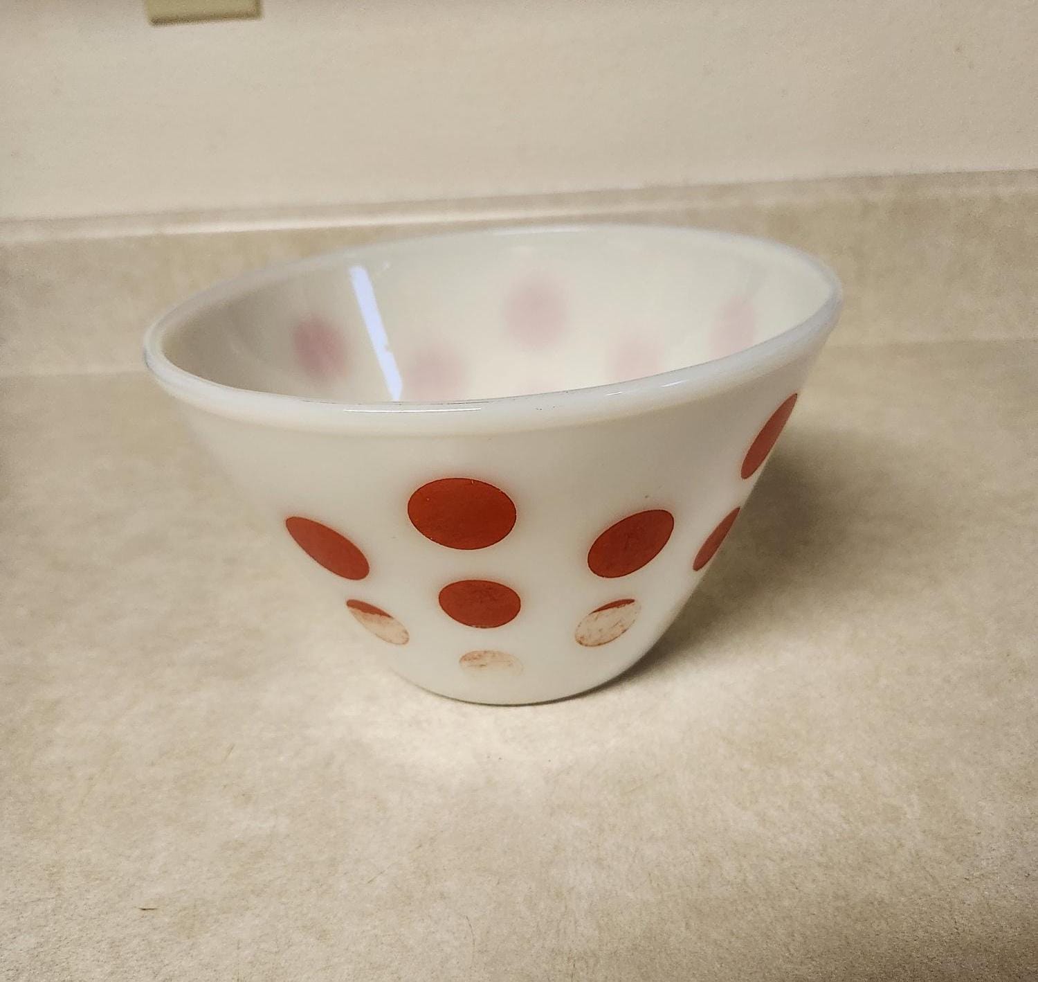 宅配 Dots Polka Red With Bowl Mixing King Fire Vintage - Inch 8 お椀・ボウル・鉢