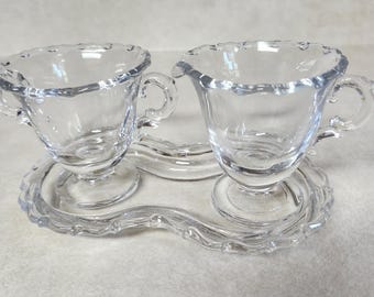 Vintage Clear Glass Century by Fostoria Creamer and Sugar and Tray