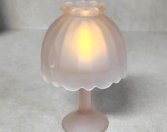 Vintage Westmoreland Fairy Lamp Frosted Satin Pink Glass