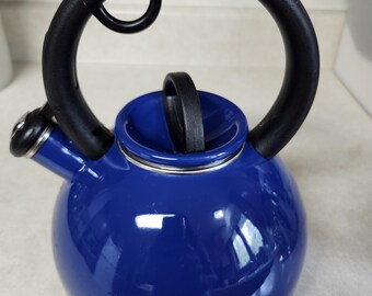 Vintage Cobalt Blue Whistling Tea Kettle  Unbranded