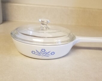 Vintage Pyrex Corning Ware Blue Cornflower P-83-B Skillet 6-1/2 With Lid P83C