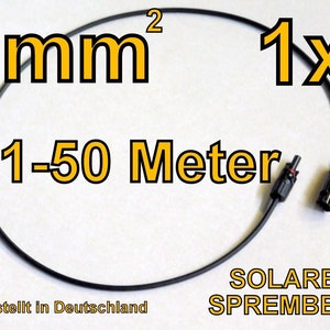 1x 1-50 メートルのソーラー ケーブル PV 延長ケーブル ブラック 6 mm、自社生産で組み立て済み
