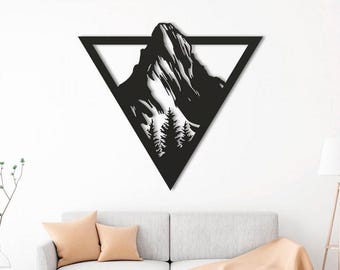 Matterhorn Mountain SVG for Laser Cut | Triangle Wall Art Vector | Forest Scene Design