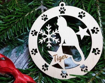 Laser Cut Cat Christmas Ornament SVG, Personalized Pet Bauble, DIY Paw Print Holiday Decor, Custom Cat Gift Digital File
