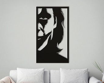 Joker laserskuren design – halv ansikte väggkonst vektor – DXF SVG för CNC och Glowforge
