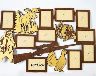 Hunter Wall Frame Laser File | Rustic Wildlife Photo Holder SVG for CNC Cutting