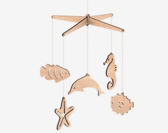 Childrens room hanging sea animal decoration, toddler bed, file for laser cutting, dxf, SVG, Ai, pdf