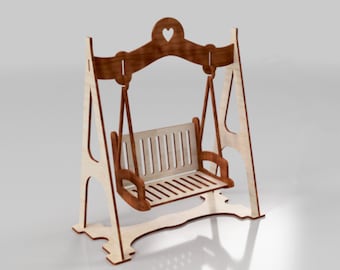 Miniature wooden swing, decoration, for 4mm material thickness, size 280 x 180 x 300 mm