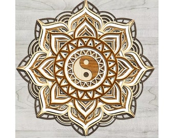 Layered Mandala Yin Yang SVG, Vector Laser Cut File for Wall Art, Meditation Decor, DIY CNC & Cricut Craft