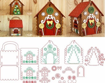 Miniature gingerbread house, file for laser cutting, christmas decoration, easy assembly
