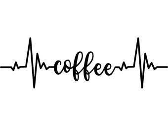 コーヒーの鼓動、キッチン装飾壁飾り、レーザーカット用壁アート、SVG、DXF、ai、PDF、コーヒーは私の鼓動