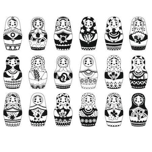 Russische Matroschka SVG Set - 18 Einzigartige Schachtelpuppen Laser Cut Muster