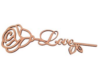 Laser Cut Wooden Rose Love SVG, Romantic Floral Gift, DIY Flower Pot Décor, Valentine's Digital Flower SVG, Gift Idea File