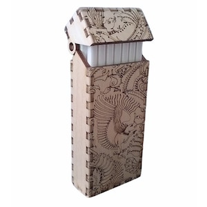 Caixa de porta-cigarro gravada, elegante portcigar, dxf pdf, svg, ai, cdr