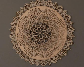 Mandala Laser Cut File, Multilayer Wood Mandala, Sacred Geometry Wall Decor, SVG DXF Template for Laser Machines