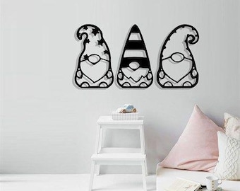 Funny gnome wall decoration, living room, christmas, vector file for laser cutting or printing
