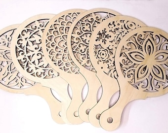 Handheld fan, bundle of 6 intricate & unique design, stylish patterns