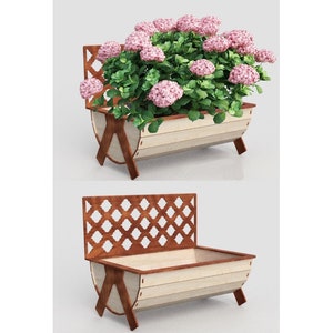 Elegant bloembed, buitenbak voor planten, rustiek patroonontwerp