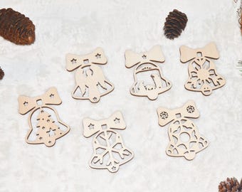 Laser Cut Christmas Bells SVG Bundle, Wooden Christmas Ornaments Digital Files, Holiday DIY Craft Templates, Festive Home Decor