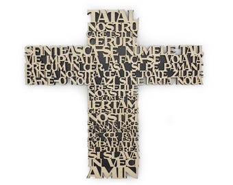 Our Father Prayer Cross SVG, Romanian Orthodox Decor, Laser Cut Religious Vector File, Christian Wall Art