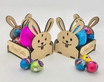 Easter Bunny Treat Box SVG – Laser Cut File for Chocolate Holder – Rabbit Candy Basket Template