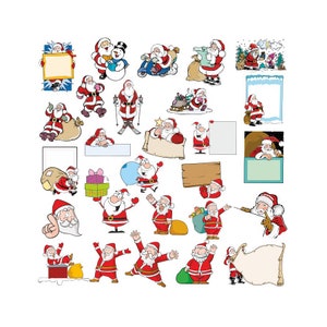 Lot de 27 fichiers vectoriels père Noël uniques, parfaits pour l'impression d'autocollants, la découpe laser, la découpe au laser ou autre, DXF, PDF, SVG, ai, cdr