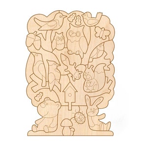 Houten dierenpuzzel, digitaal bestand voor lasersnijden, speelgoed voor kinderen, dxf, pdf, svg, ai, CDR