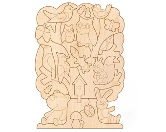 Wooden animal puzzle, digital file for laser cutting, toys for kids, dxf, pdf, svg, ai, CDR