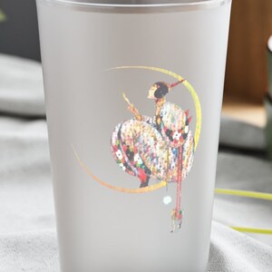 Moon Goddess Frosted Pint Glass, 16oz | Woman in Moon Gift Frosted Glass | Mystic Boho Lover Glassware | Frosted Free thinker Drink