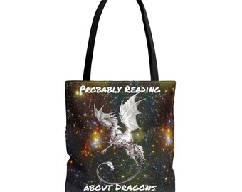 Je lis probablement des articles sur le sac fourre-tout Dragons | Parfait pour les livres, les cadeaux ou les amateurs de fantaisie