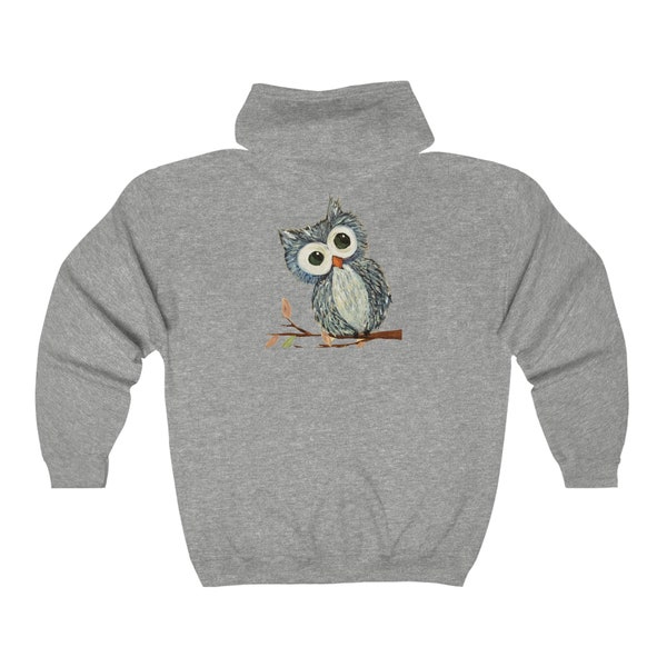 Blue Owl Full Zip Hooded Sweatshirt Heavy Blend | Unisex Heavy Blend Gildan 18600