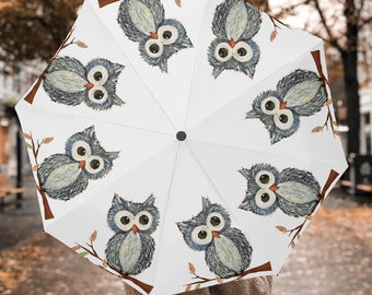 Blue Owl Automatic Folding Umbrella Rain Accessory 42 inch Purse Umbrella