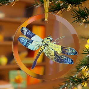 Dragonfly Glass Ornament | Dragon Fly Christmas Ornament | Glass Remembrance Memorial Gift | Dragonfly Suncatcher Keepsake Decor