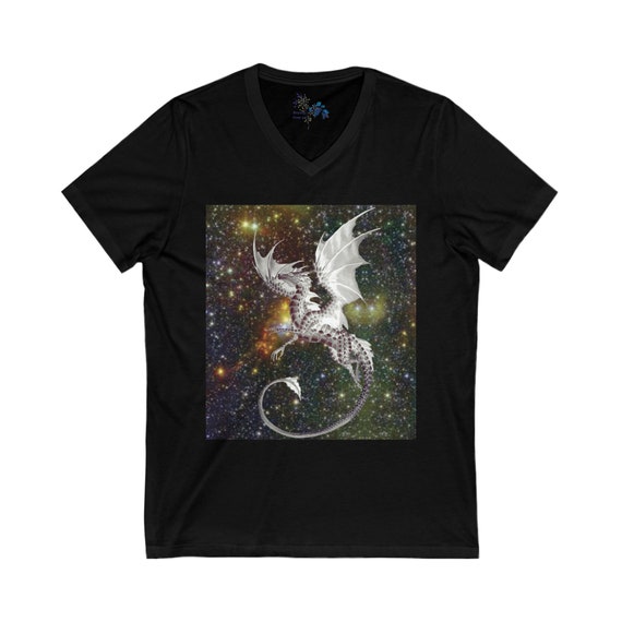 Celestial Dragon Short Sleeve V-neck Tshirt | Fantasy Lover Shirt