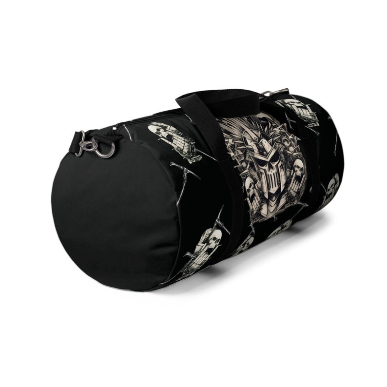Gothic Lilac Roses & Skulls Duffel Bag - 50L Travel Gym Sports Bag With Adjustable Strap