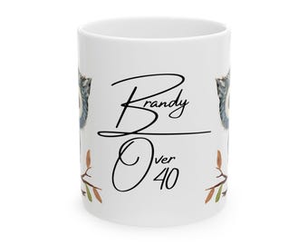 Blue Owl Bird Custom Ceramic Coffee Mug White Tea Cup | Bunko Present | Great Gift idea!