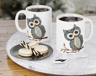 Blue Owl Extra Large Jumbo Mug 20oz 15oz or 11oz White Mugs