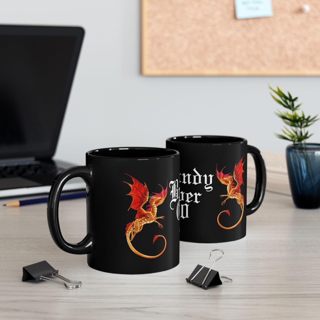 Custom Olde English Dragon Black Coffee Mug 11oz or 15oz | Personalized ...