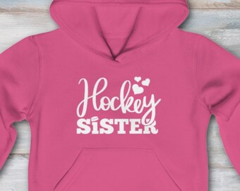 Hockey Sister Youth Hoodie – Ice Hockey Puck & Hearts Sweatshirt