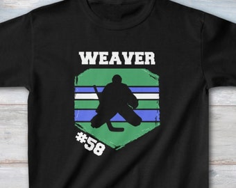 GOALIE Ice Hockey Youth Shirt PERSONALIZED with Player Name and Number  | HOCKEY Player Mites Squirts Gift | Free Shipping